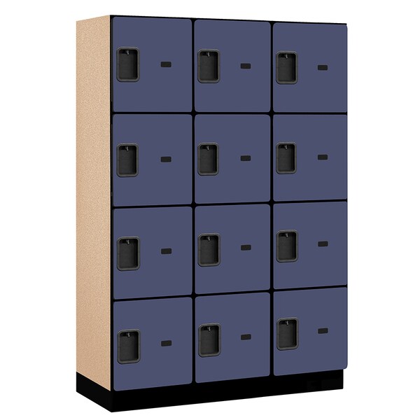 4 Tier Designer Locker, 54"Wx76"Hx18"D, 12 Door, Blue